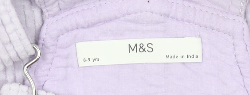 Marks and Spencer Girls Purple Corduroy Pinafore Dress 8-9 Yrs Sleeveless