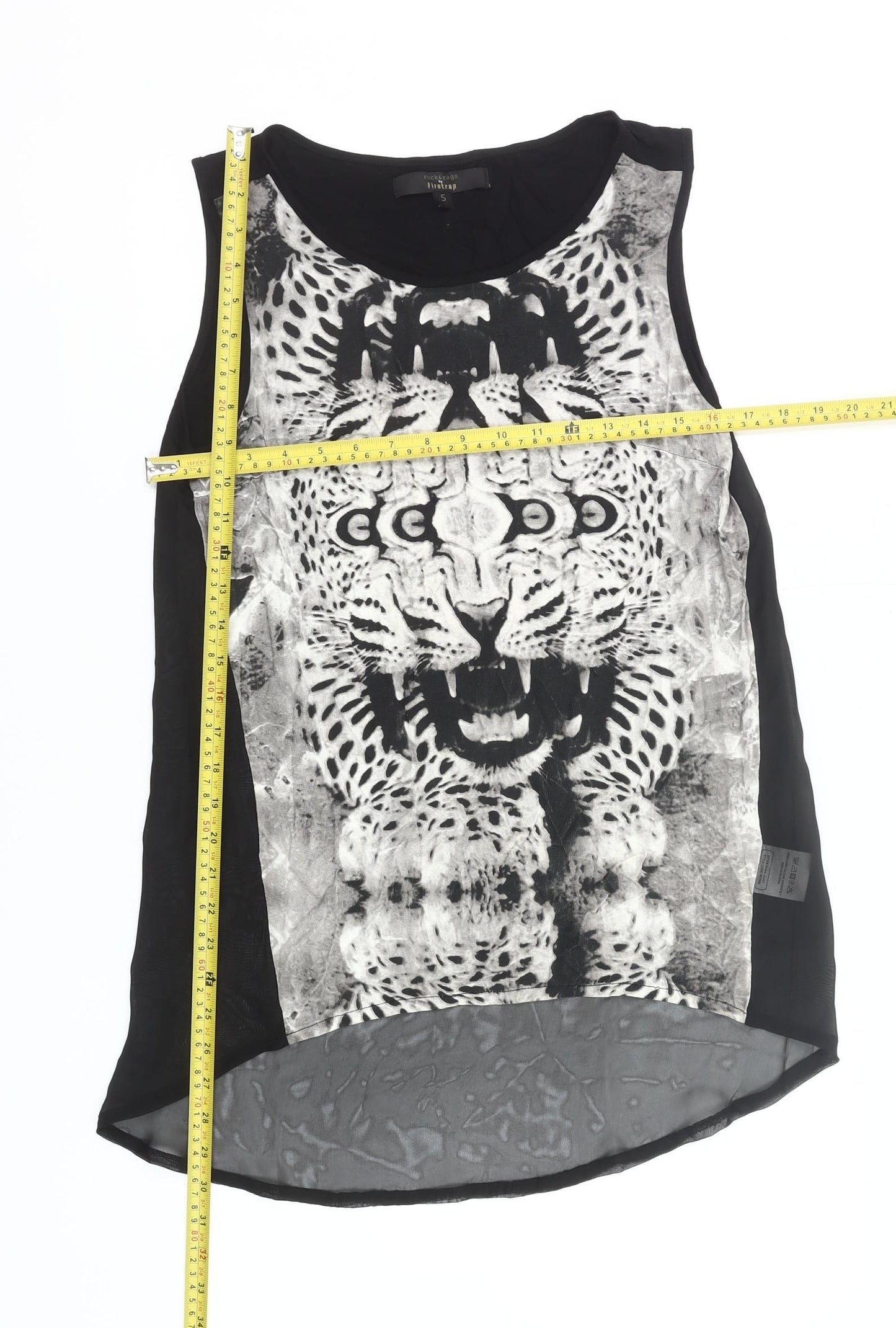 Firetrap Women’s Black Animal Print Sleeveless Tank Top Size S