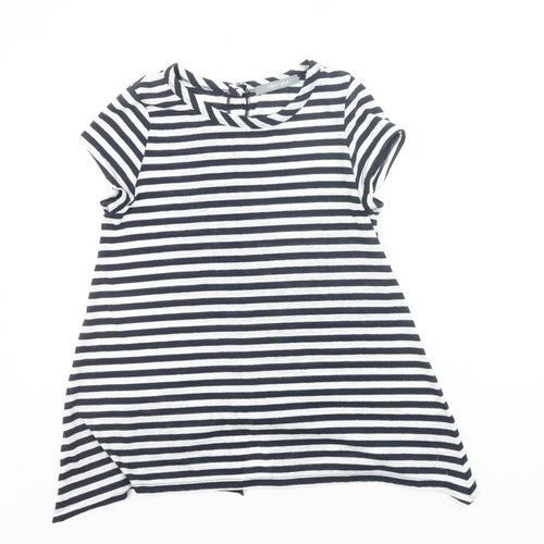 Coin 1804 Womens Striped Short Sleeve Button Back T-Shirt Size S