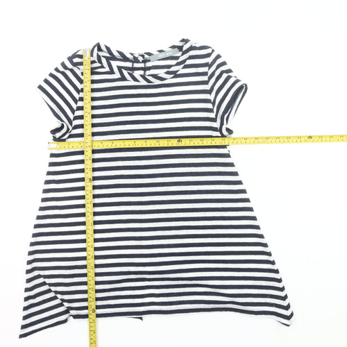 Coin 1804 Womens Striped Short Sleeve Button Back T-Shirt Size S