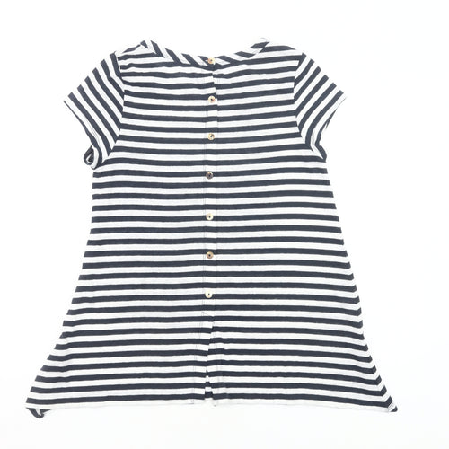 Coin 1804 Womens Striped Short Sleeve Button Back T-Shirt Size S