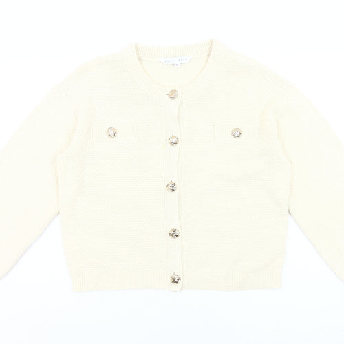 Amara Reya Women Ivory Cardigan XL Knit Button Front Jumper