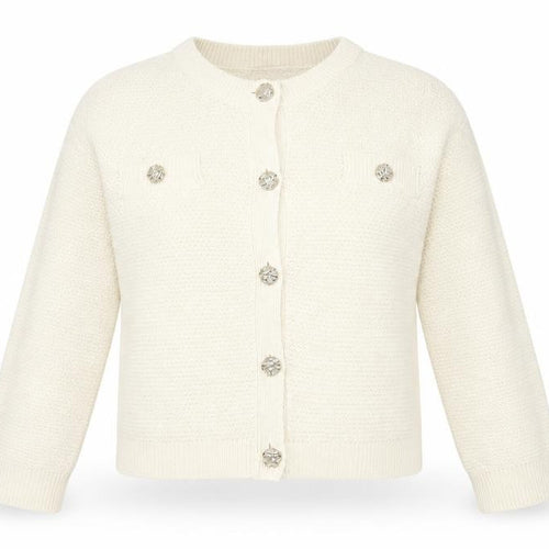 Amara Reya Women Ivory Cardigan XL Knit Button Front Jumper