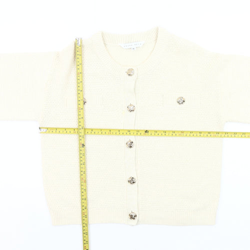 Amara Reya Women Ivory Cardigan XL Knit Button Front Jumper