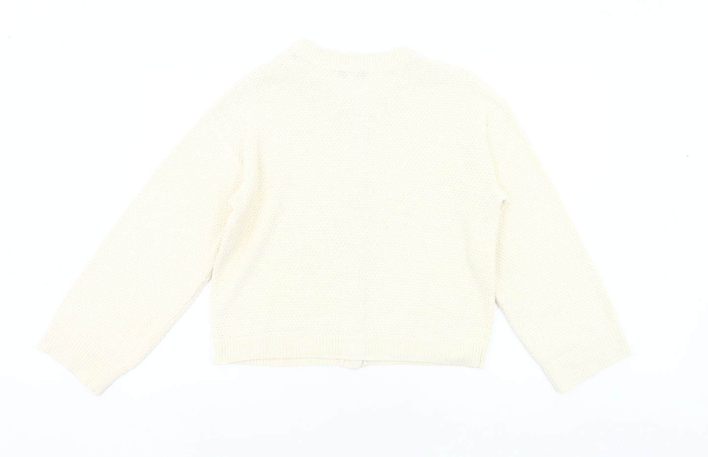 Amara Reya Women Ivory Cardigan XL Knit Button Front Jumper