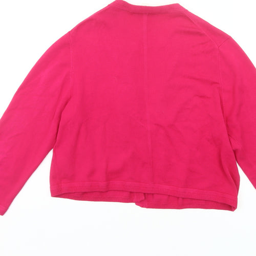 Precis Women Pink V-Neck Cardigan M Long Sleeve Knitwear