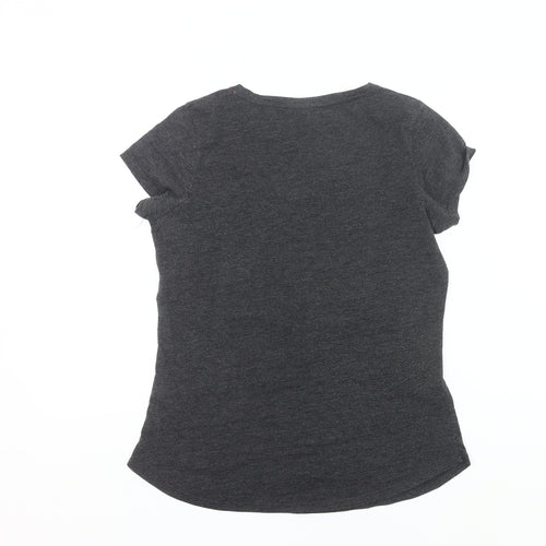 ELLE Sport Womens Grey V-Neck T-Shirt Size L Casual Top