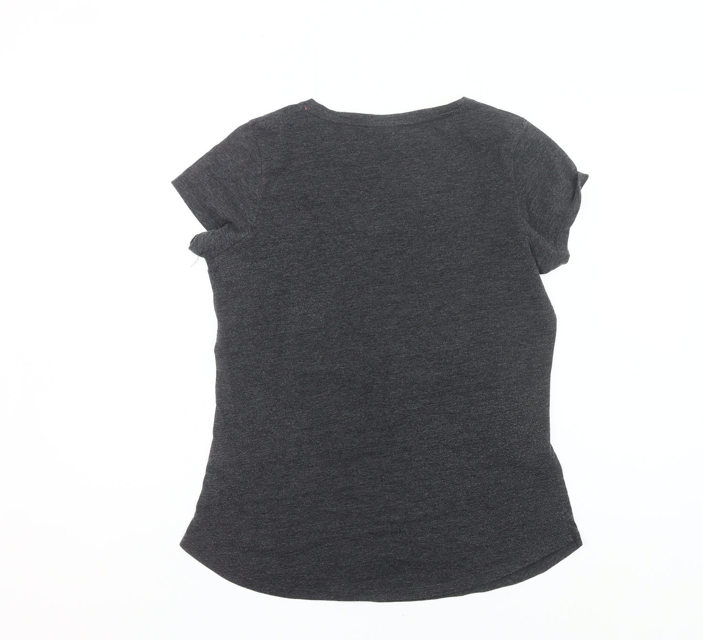 ELLE Sport Womens Grey V-Neck T-Shirt Size L Casual Top