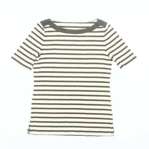 Talbots Women’s Petite S Black White Striped Cotton Stretch T-Shirt