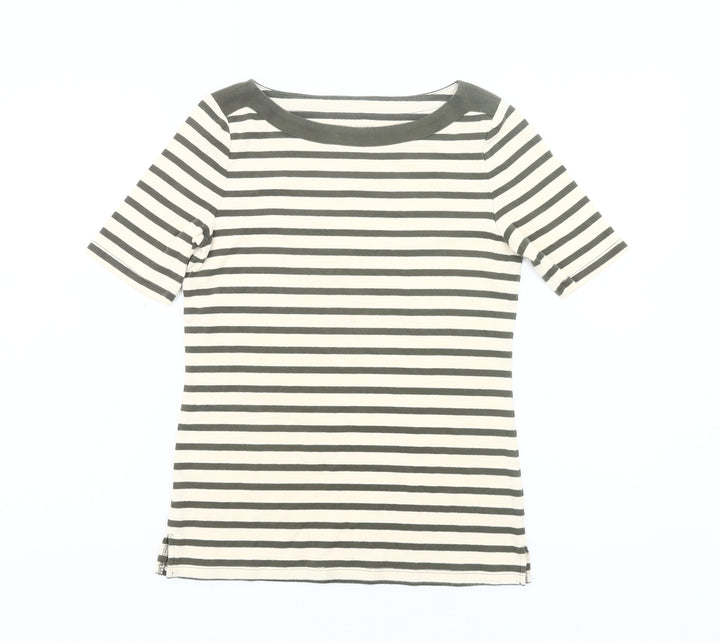Talbots Women’s Petite S Black White Striped Cotton Stretch T-Shirt