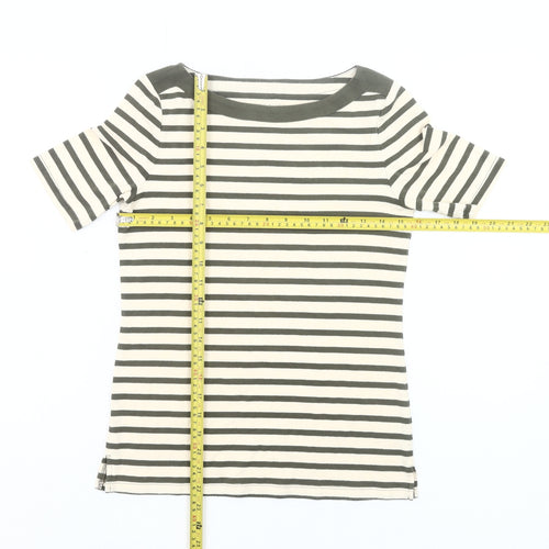 Talbots Women’s Petite S Black White Striped Cotton Stretch T-Shirt