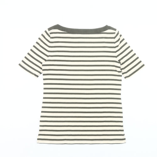 Talbots Women’s Petite S Black White Striped Cotton Stretch T-Shirt