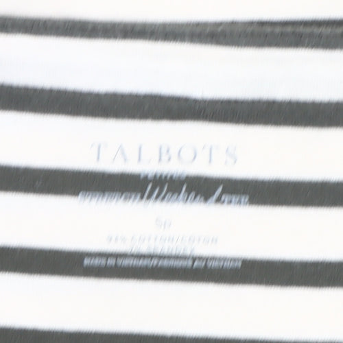 Talbots Women’s Petite S Black White Striped Cotton Stretch T-Shirt