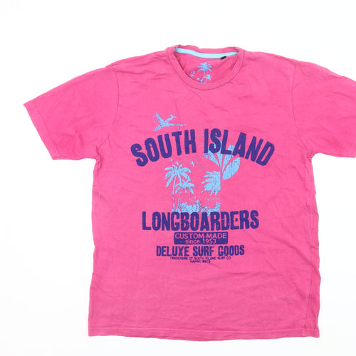Urban Spirit Men’s Pink Surf Graphic T-Shirt L Regular Fit