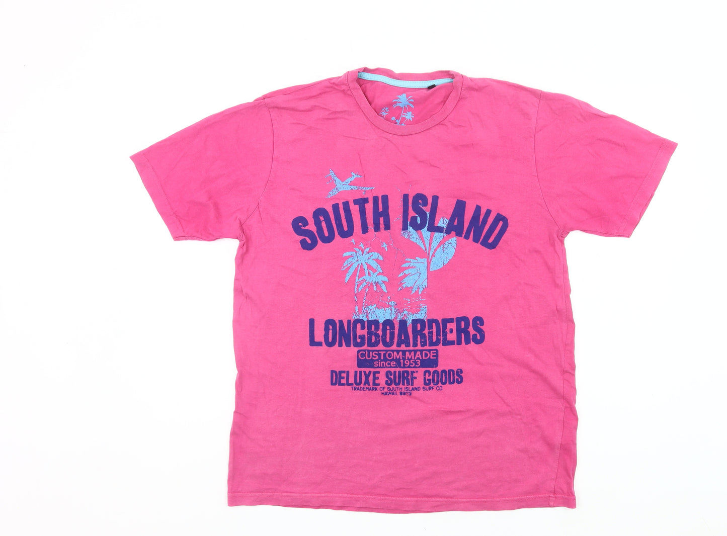 Urban Spirit Men’s Pink Surf Graphic T-Shirt L Regular Fit