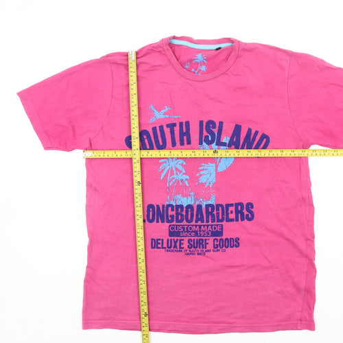 Urban Spirit Men’s Pink Surf Graphic T-Shirt L Regular Fit