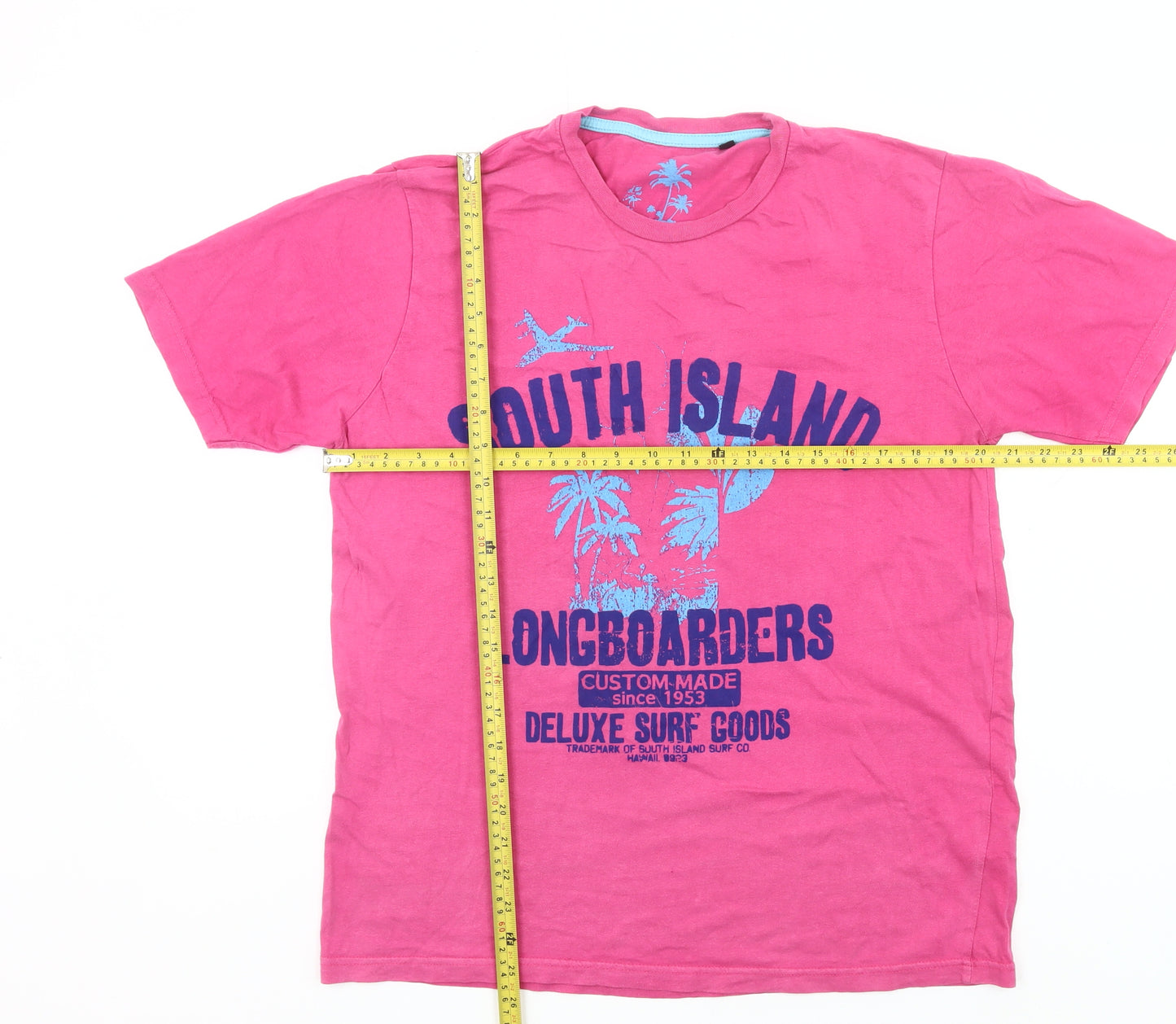 Urban Spirit Men’s Pink Surf Graphic T-Shirt L Regular Fit