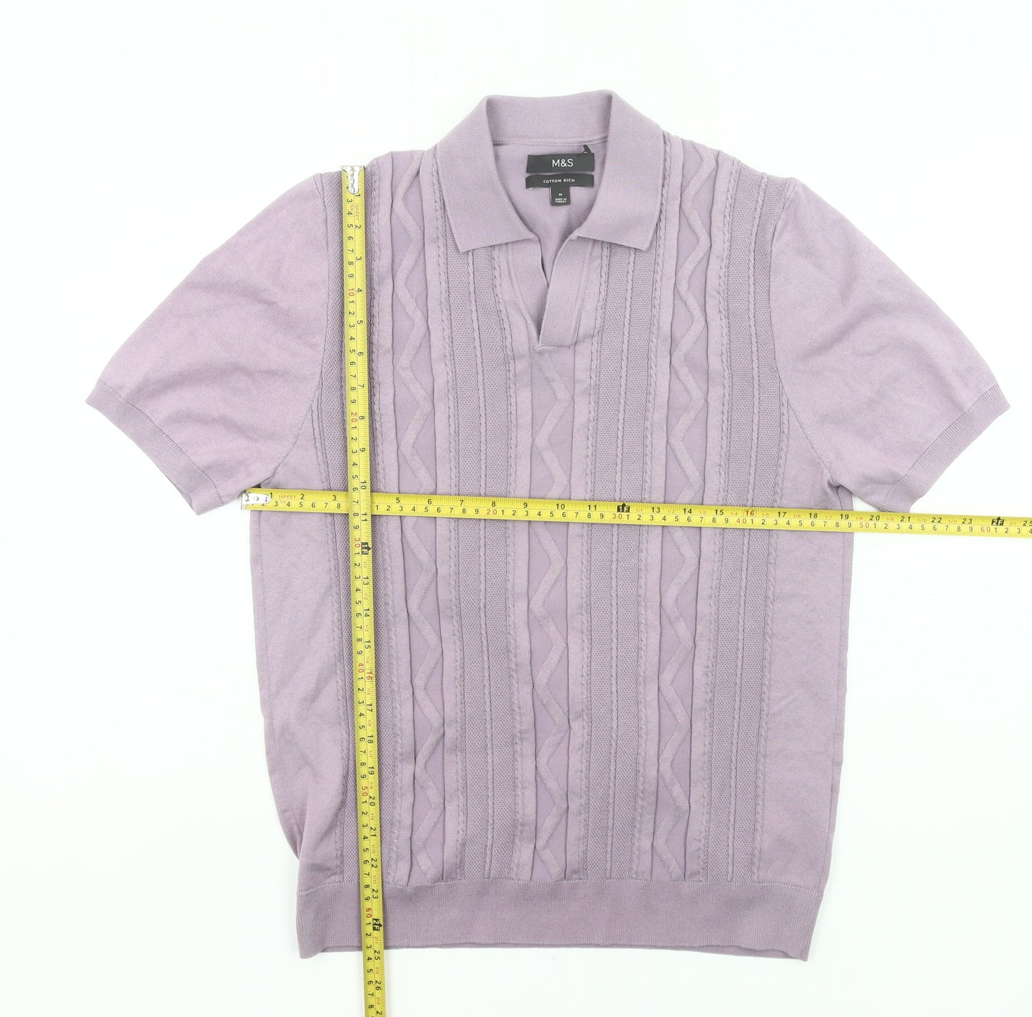 Marks and Spencer Men’s Purple Knitted Polo Shirt M Regular Fit