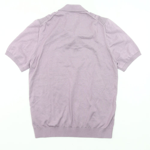 Marks and Spencer Men’s Purple Knitted Polo Shirt M Regular Fit