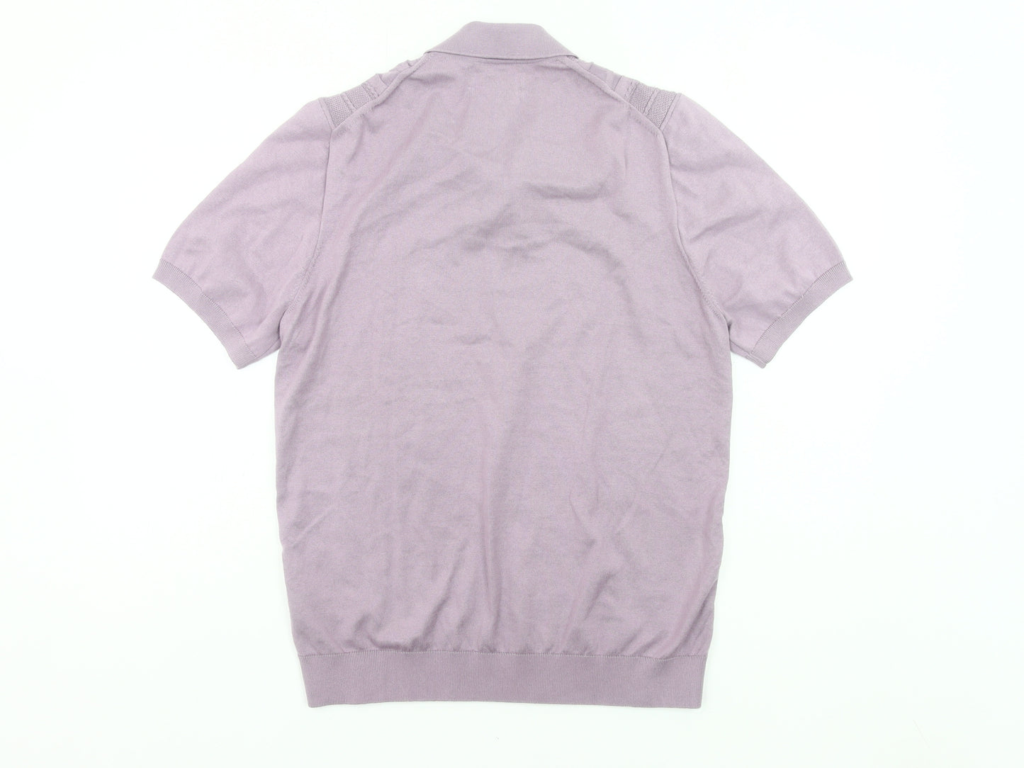 Marks and Spencer Men’s Purple Knitted Polo Shirt M Regular Fit