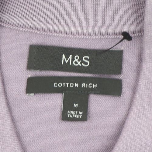 Marks and Spencer Men’s Purple Knitted Polo Shirt M Regular Fit