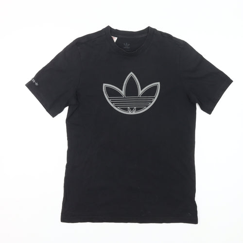Adidas Boys Black Logo T-Shirt 14 Years Regular Fit Short Sleeve Cotton