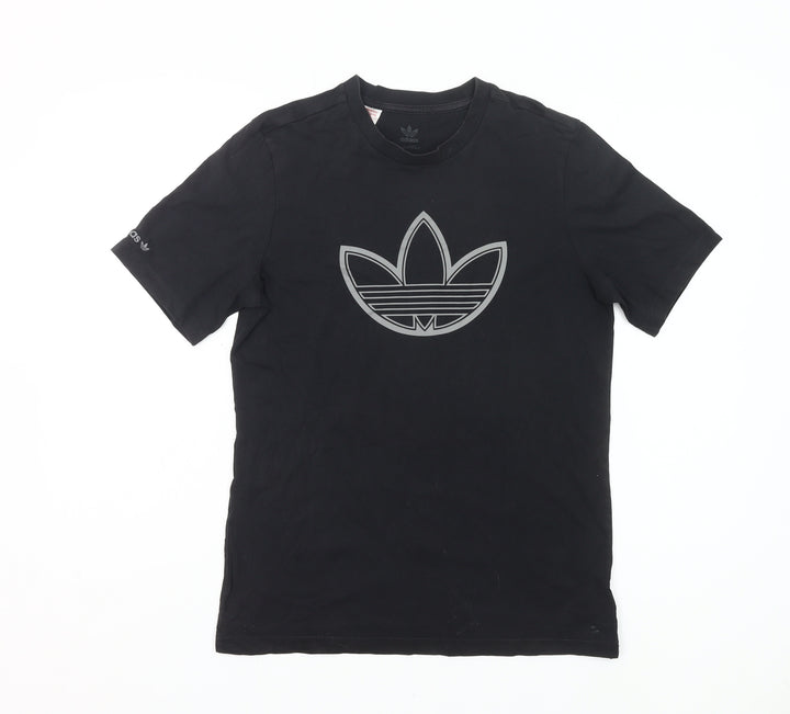 Adidas Boys Black Logo T-Shirt 14 Years Regular Fit Short Sleeve Cotton