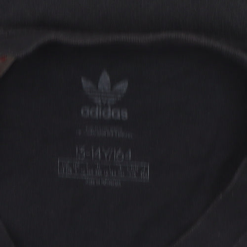 Adidas Boys Black Logo T-Shirt 14 Years Regular Fit Short Sleeve Cotton