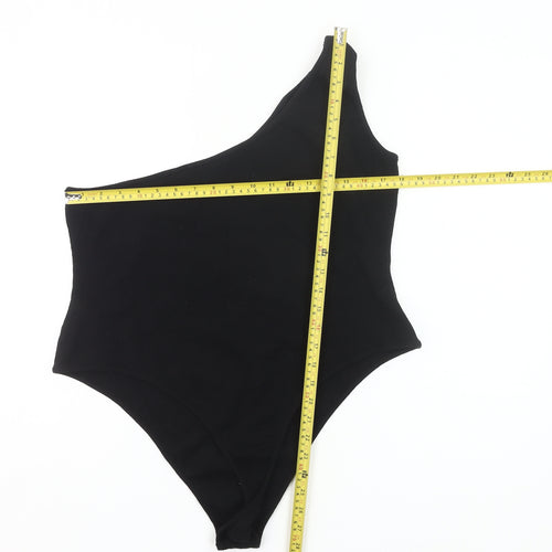 boohoo Womens Black One Shoulder Bodysuit Size 20 Plus