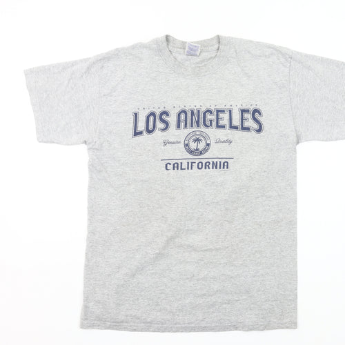Gildan Mens Grey M Los Angeles California Graphic T-Shirt