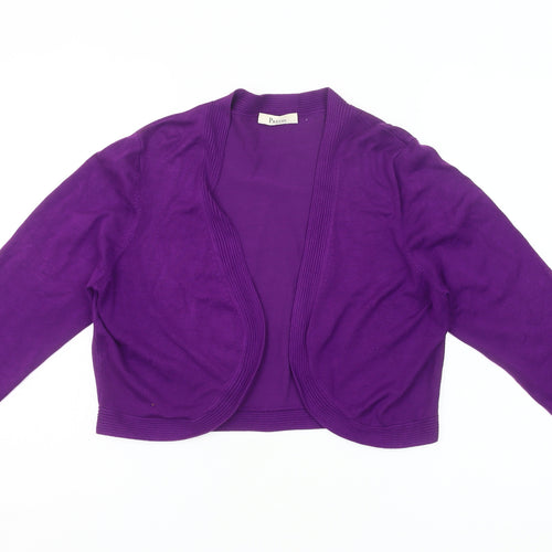 Precis Womens Purple Cardigan L Knit 3/4 Sleeve Lightweight Stretch