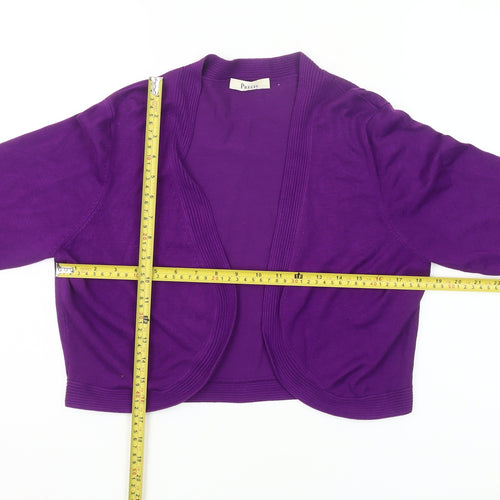 Precis Womens Purple Cardigan L Knit 3/4 Sleeve Lightweight Stretch