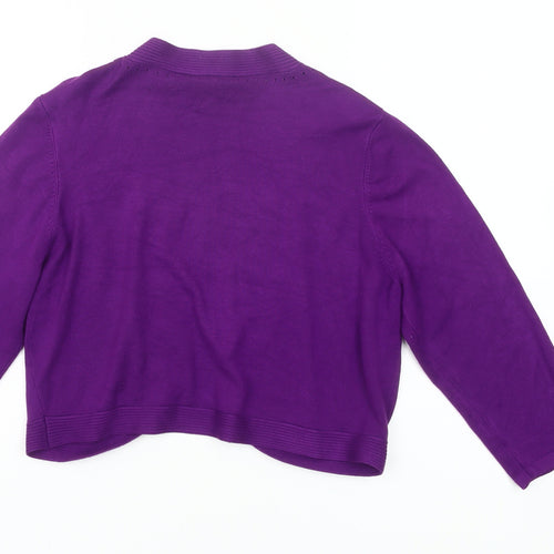 Precis Womens Purple Cardigan L Knit 3/4 Sleeve Lightweight Stretch