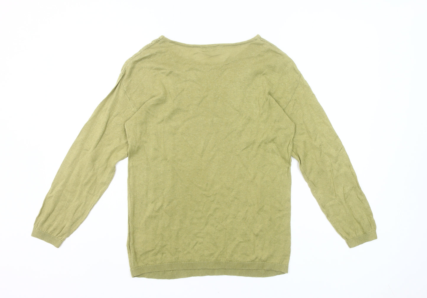Damart Women Green Linen Cotton Pullover Jumper Size 10/12