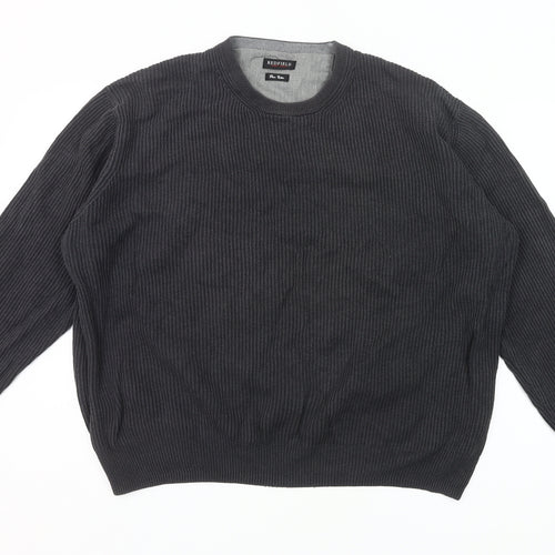 Redfield Mens Grey 2XL Cotton Crew Neck Pullover Jumper