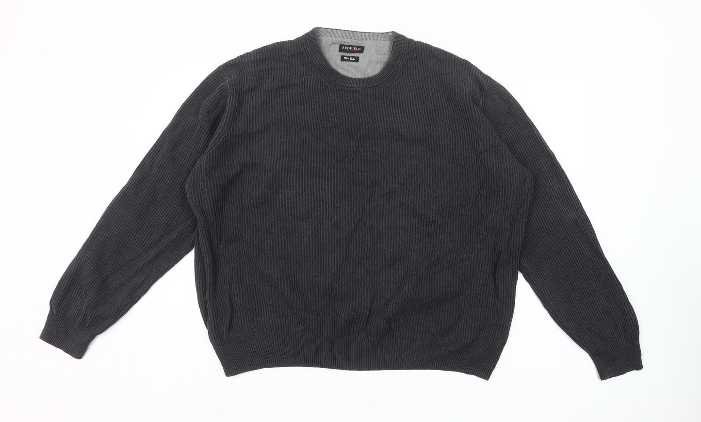 Redfield Mens Grey 2XL Cotton Crew Neck Pullover Jumper