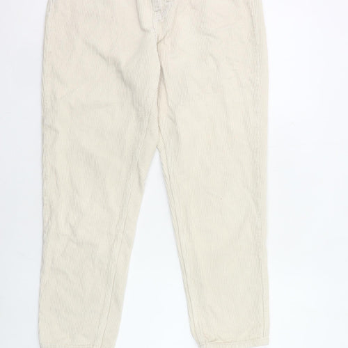 Topshop Women’s Beige Corduroy Chino Trousers Size 12 Straight Leg