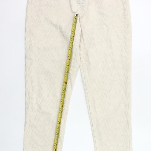 Topshop Women’s Beige Corduroy Chino Trousers Size 12 Straight Leg