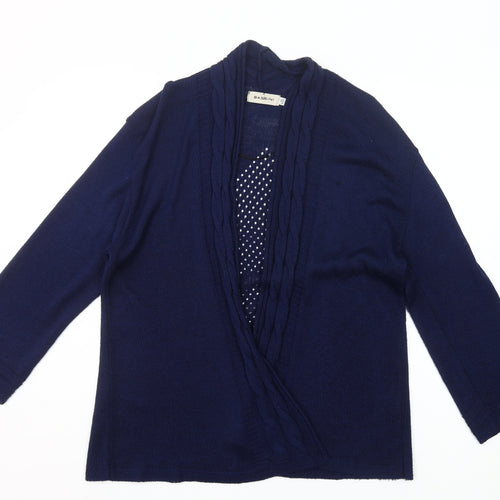 Bassini Women’s Blue Open-Knit 3/4 Sleeve Cardigan L