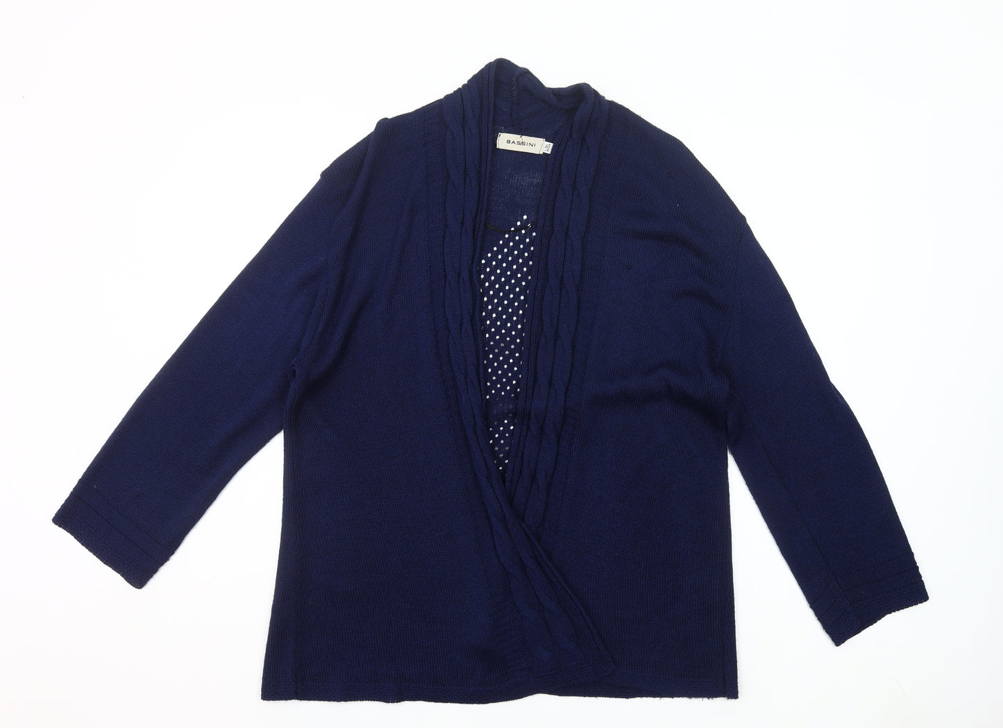 Bassini Women’s Blue Open-Knit 3/4 Sleeve Cardigan L