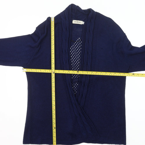 Bassini Women’s Blue Open-Knit 3/4 Sleeve Cardigan L