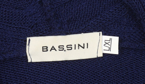Bassini Women’s Blue Open-Knit 3/4 Sleeve Cardigan L