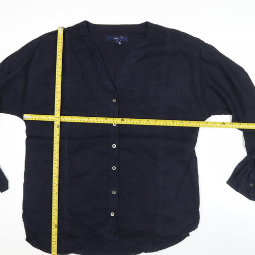 Next Womens Blue Button-Up Shirt Size 10 Long Sleeve Lyocell