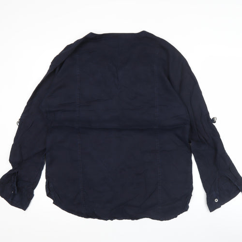 Next Womens Blue Button-Up Shirt Size 10 Long Sleeve Lyocell