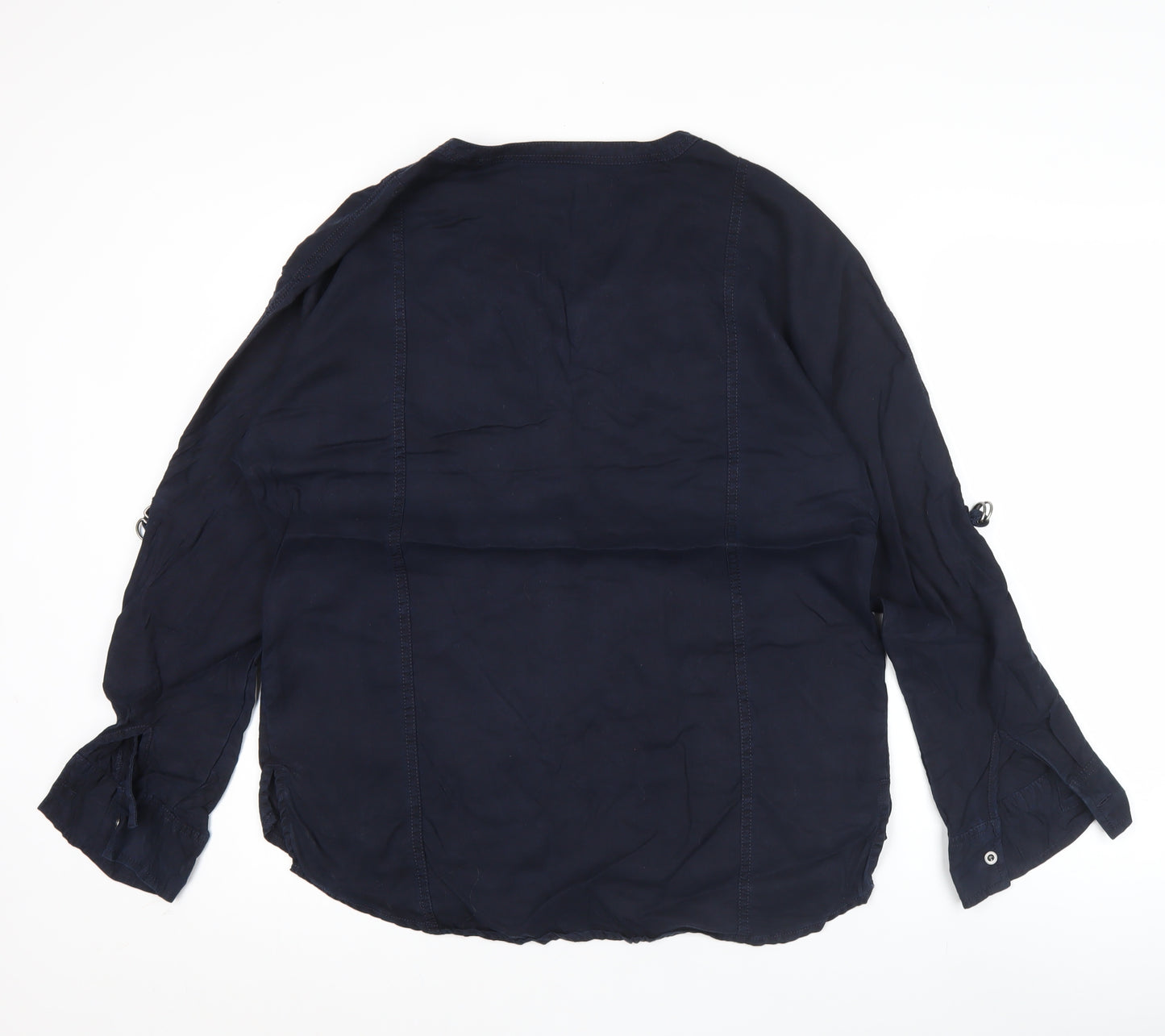 Next Womens Blue Button-Up Shirt Size 10 Long Sleeve Lyocell