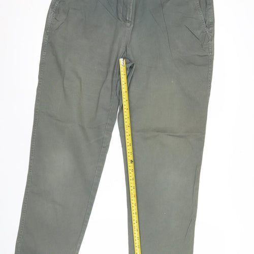 WoolOvers Womens Green Chino Trousers Size 14 Cotton Stretch