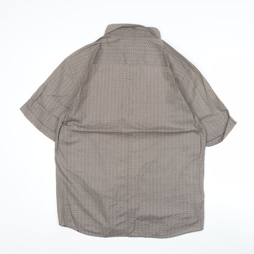 Marks and Spencer Men's Brown Short Sleeve Geometric Shirt Size S