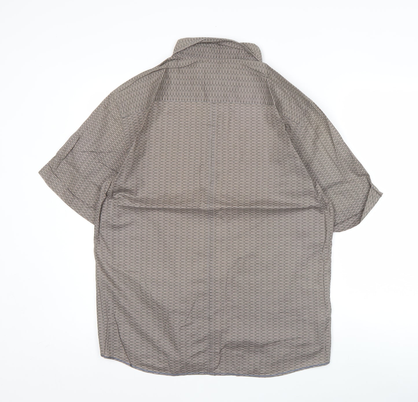 Marks and Spencer Men's Brown Short Sleeve Geometric Shirt Size S