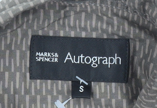 Marks and Spencer Men's Brown Short Sleeve Geometric Shirt Size S