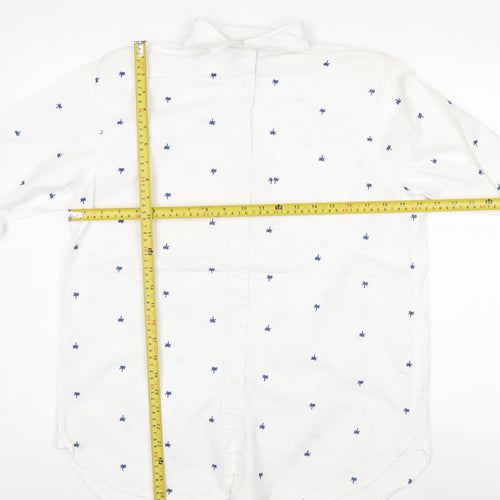 Lands' End Men White S Regular Fit Long Sleeve Button-Up Shirt